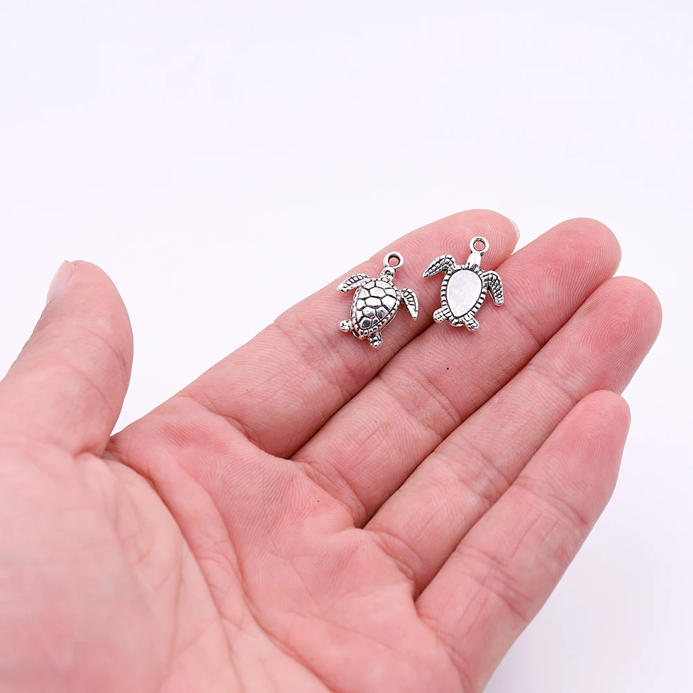 Серебряный Металл DIY черепаха Амулеты аксессуары для ювелирных изделий серьги браслеты изготовление морской жизни амулеты для изготовления ювелирных изделий