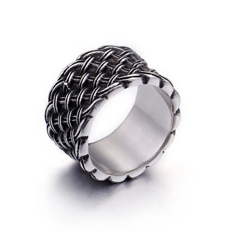 

Мужское кольцо в винтажном стиле, кольцо в оплетке из нержавеющей стали 316L, байкерское ювелирное изделие в стиле панк-рок для вечерние, размеры 8-12, Прямая поставка
