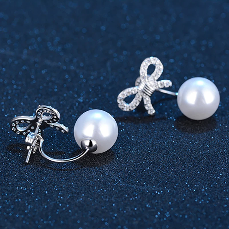 Бренд Полный Кристалл паве бант шикарные серьги гвоздики Девушки Мода 925