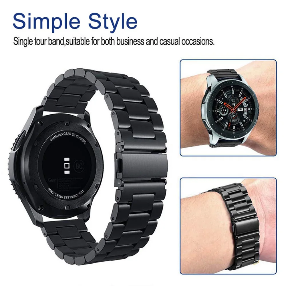 22 мм 20 ремешок из нержавеющей стали для samsung gear S3 S2 Sport Galaxy Watch 42 46 металлический