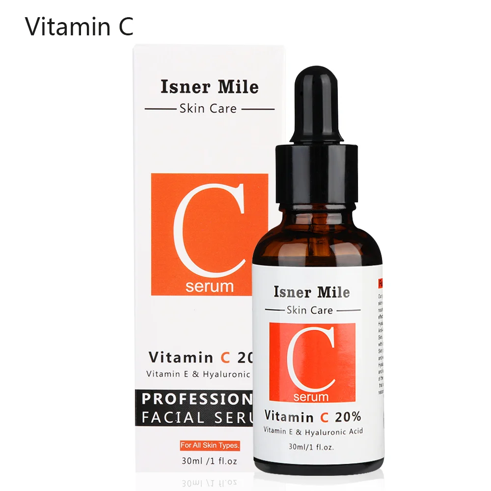 Vitamin C Витамин с 20% сыворотка с гиалуроновой кислотой ретинол Isner Mile 30 мл V 2.5% Сыворотка для лица против морщин Отбеливающая увлажняющая уход за кожей - Цвет: Vitamin C