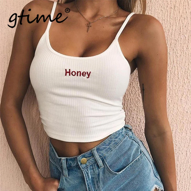 Gtime дропшиппинг медовая полоска с надписью топы на бретелях женские Слип