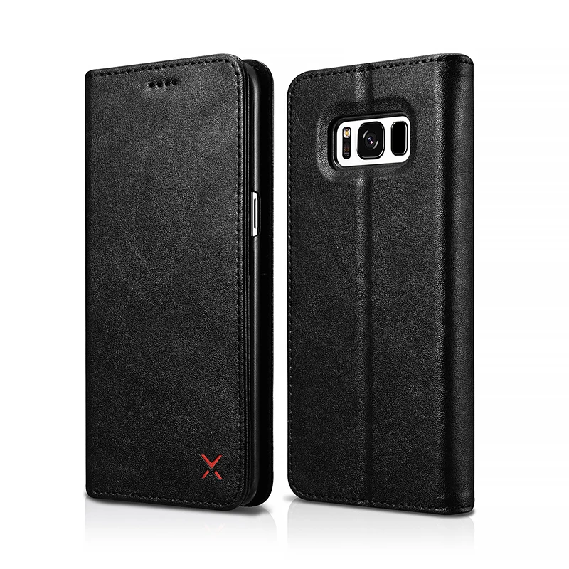 Чехол-бумажник Xoomz с откидной крышкой и подставкой для Samsung Galaxy S8 Plus, чехол для телефона из искусственной кожи в деловом стиле