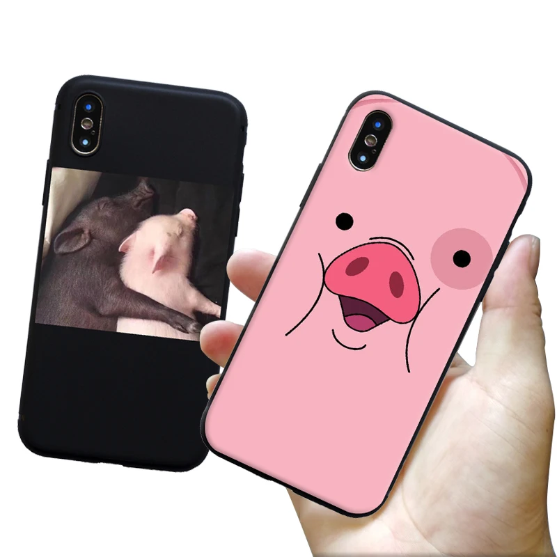 Чехол для iphone X S R Max с милым принтом свинки патроны 5 6 7 8 plus 11 prosoft TPU задняя крышка