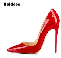 sexy 12cm heel height thin high heels pu patent leather women pumps party dress shoes
