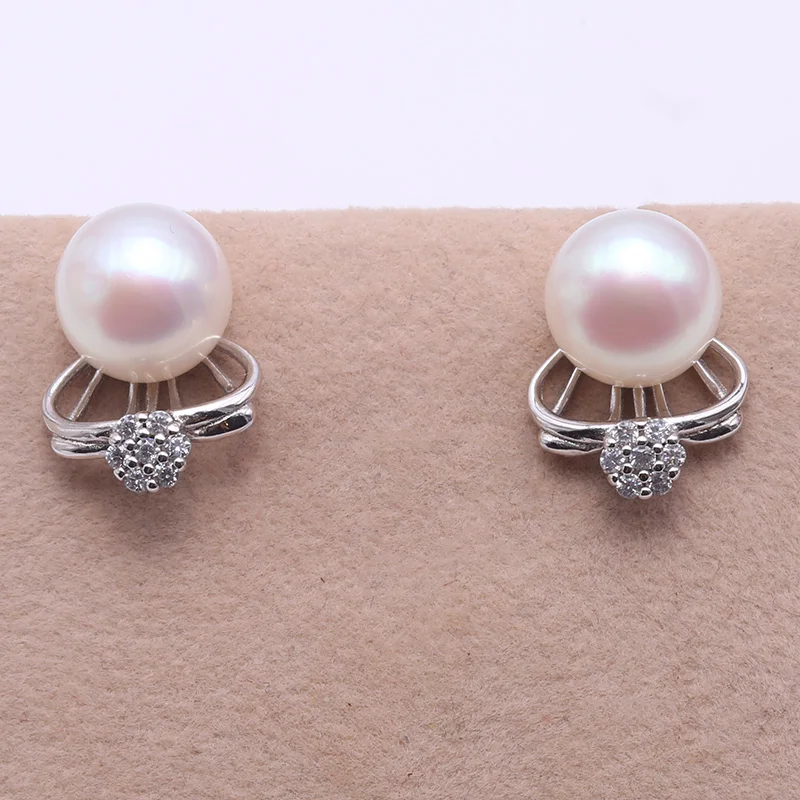 JYX Exquisite 9.5mm White Freshwater Pearl Stud Earrings in Sterling Silver | Украшения и аксессуары