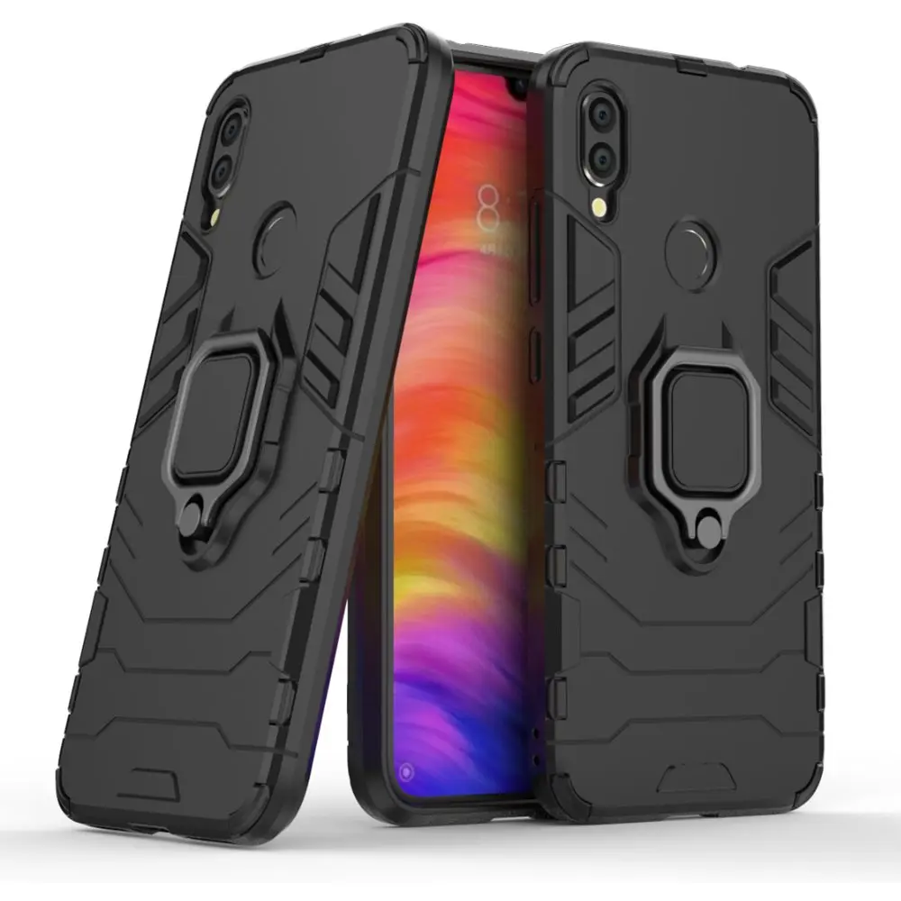 shockproof 360 Degree Rotation Ring Holder Kickstand Hybrid Armor Protective Case for Xiaomi Redmi Note 7 | Мобильные телефоны и