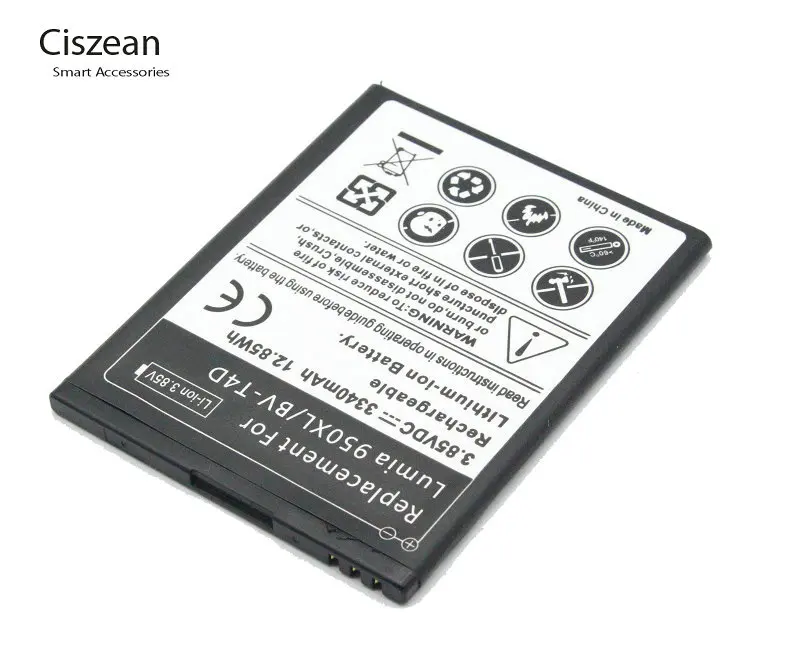 Запасной аккумулятор Ciszean 10x3340 мАч для Microsoft Nokia Lumia 950 XL 940 RM 1118 1116 BVT4D|battery for|battery for
