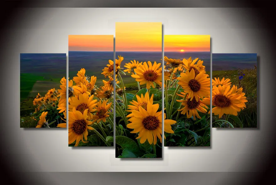 HD печать 5 шт. Холст Искусство Цветы Картина Современный домашний декор Настенная