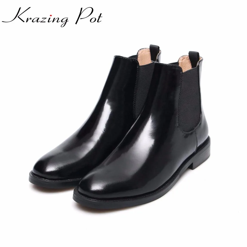 Krazing Pot/из коровьей кожи на низком каблуке в стиле Гладиатор с круглым носком