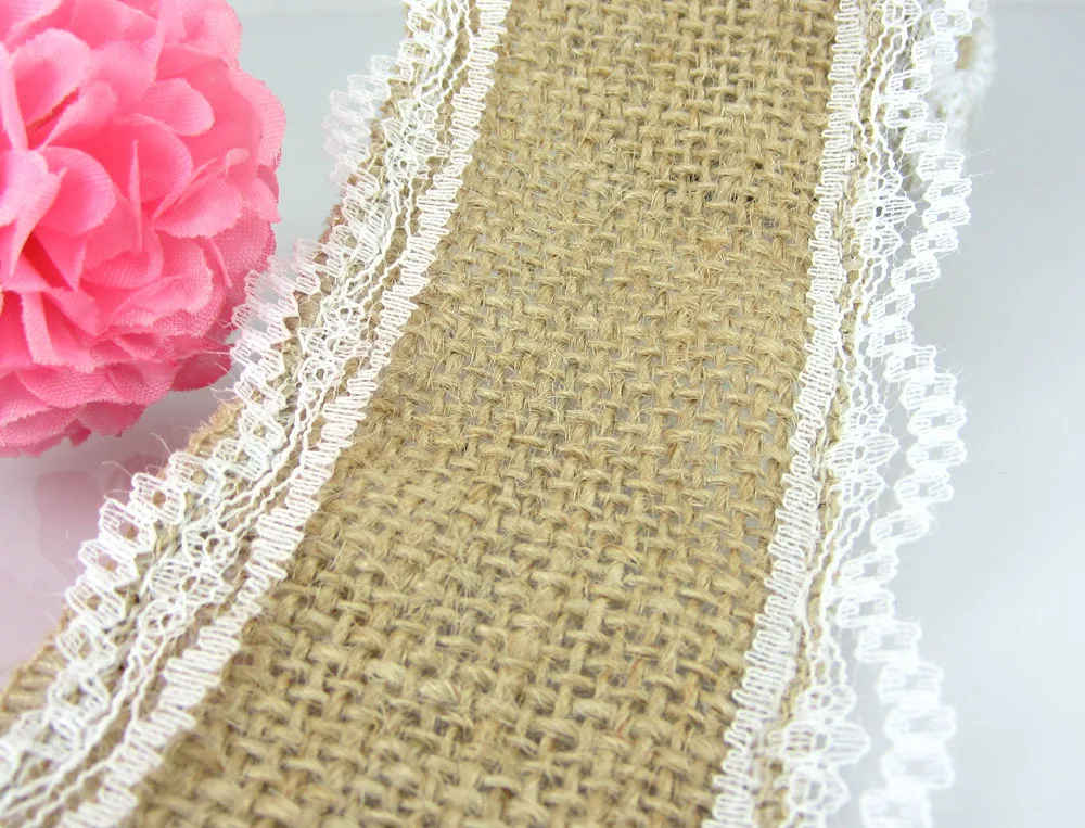 Лента из натуральной джутовой мешковины 5 ярдов белая кружевная лента для