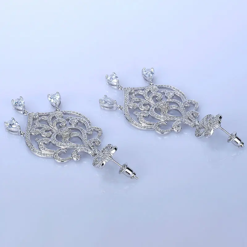 Серьги-капельки для женщин роскошные серьги из белого золота с фианитами ААА