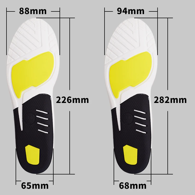 Saudefoot Shock Absorption Sport Shoes Insoles Arch Support High Elasticity Foot Pads Memory Foam Sneaker Insert for Unisex
