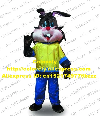 Счастливый костюм черного кролика Mascotte Bunny Hare Jackrabbit Lepus взрослый с длинными ушами