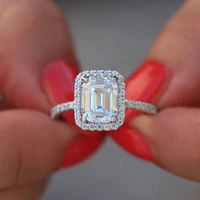 luxury 3 5 ct big square cut aaa zircon ring with micro paved cz wedding rings for brides 925 sterling silver jewelry