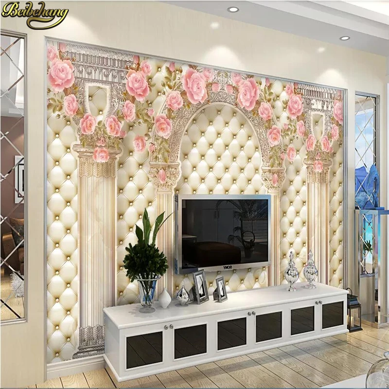 

beibehang European luxury Roman column arch TV background photo wall paper roll mural wall art roses mural wallpaper for walls