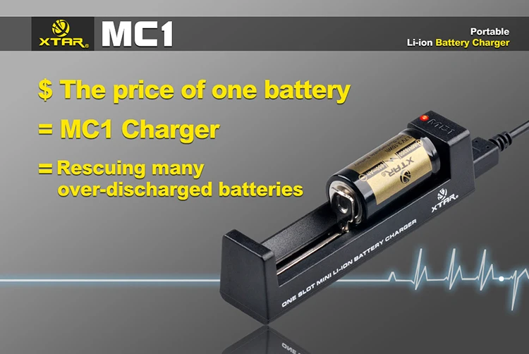 Универсальное интеллектуальное зарядное устройство XTAR MC1 USB для литиевых батарей