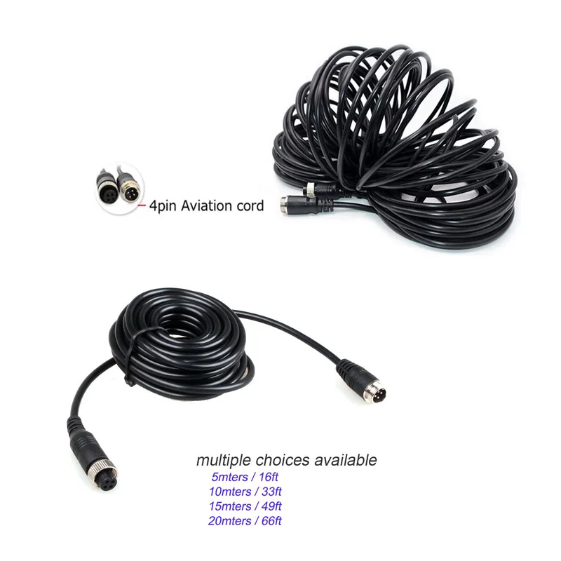 Yuanting тяжелой нагрузке 4 Pin/RCA автомобиля сзади/вид сбоку Камера мм, удлиняющий кабель, для тележка на колесах автобуса прицеп ИК Ночное видение Водонепроницаемый