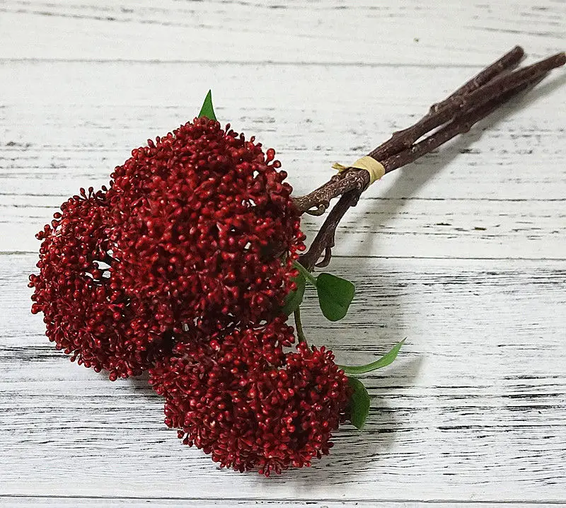 Red 3 шт/набор искусственных овсянных искусственных пластиковых цветочных растений для осеннего украшения дома, сада, Цветочная композиция, искусственный цветок - Цвет: Red