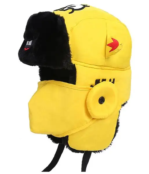 adult yellow Который в душе родителей детей взрослых мультфильм бомбера шляпа Милая маска зимние наушники шапка для мальчиков и девочек Искусственный мех русский шлем летчика - Цвет: adult yellow