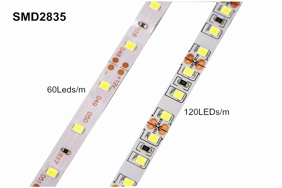 5 м/упак. SMD 2835 / 3528 60 Светодиодный s/m 120 светодиодный DC 12 В 300 s 600 IP20 IP65