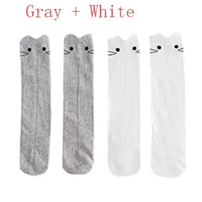 grey White 2PCS Милые забавные носки для малышей Детские гольфы до колена с рисунком кролика для детей 0-3 лет, Meias, Calcetines, лыжные носки для мальчиков, носки для девочек - Цвет: grey White 2PCS