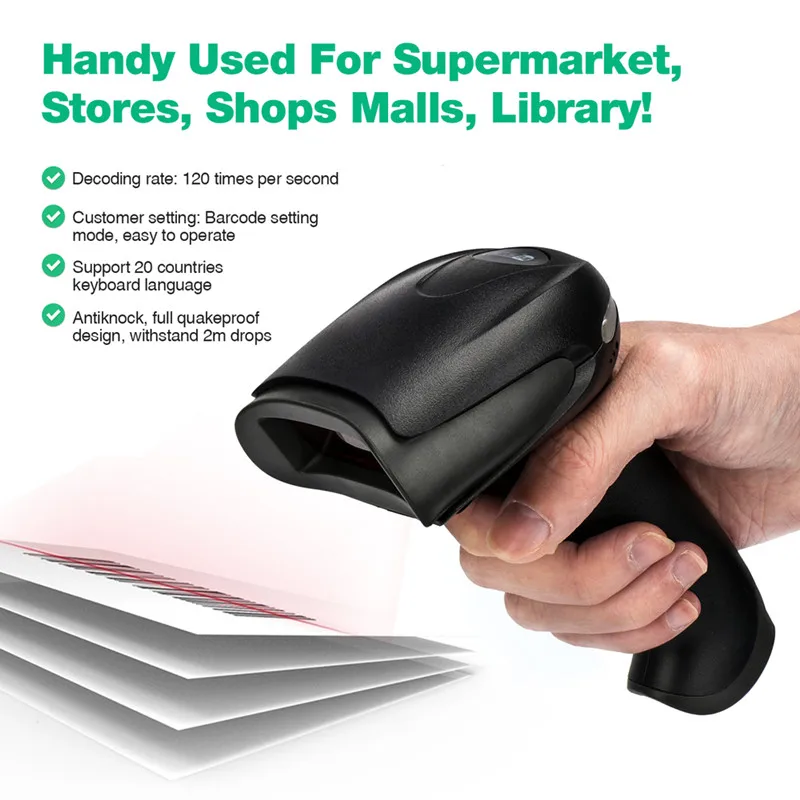 Wireless Laser Barcode Scanner Long Range Cordless Handheld Bar Code Reader for POS and Inventory F8 Free shipping | Компьютеры и офис