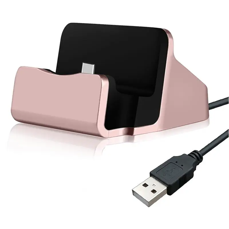 Rose Gold BRSUANG Micro type-C USB синхронизация данных быстрое зарядное устройство док-станция Мобильный телефон Расширение Док-станция для iPhone samsung huawei Nokia LG и т. Д - Тип штекера: Rose Gold