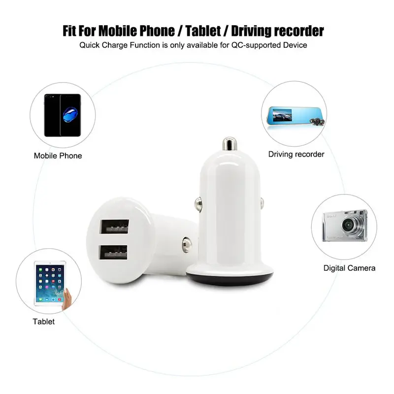Sindvor Mini Dual USB Автомобильное зарядное устройство адаптер 3.1A LED мобильный телефон