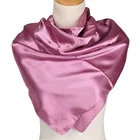 Шелковые шарфы для женщин, простой платок, атласный квадратный головной платок, хиджаб, шарфы для женщин, роскошные брендовые шали 90*90 см, бандана, шарф-тюрбан