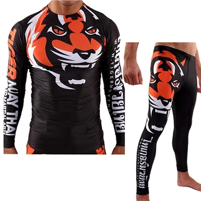 Style C BJJ Рашгард Mma наборы с коротким рукавом ММА футболка Муай Тай Fightwear костюмы Рашгард кикбоксинг Велоспорт ММА обтягивающие длинные брюки - Цвет: Style C