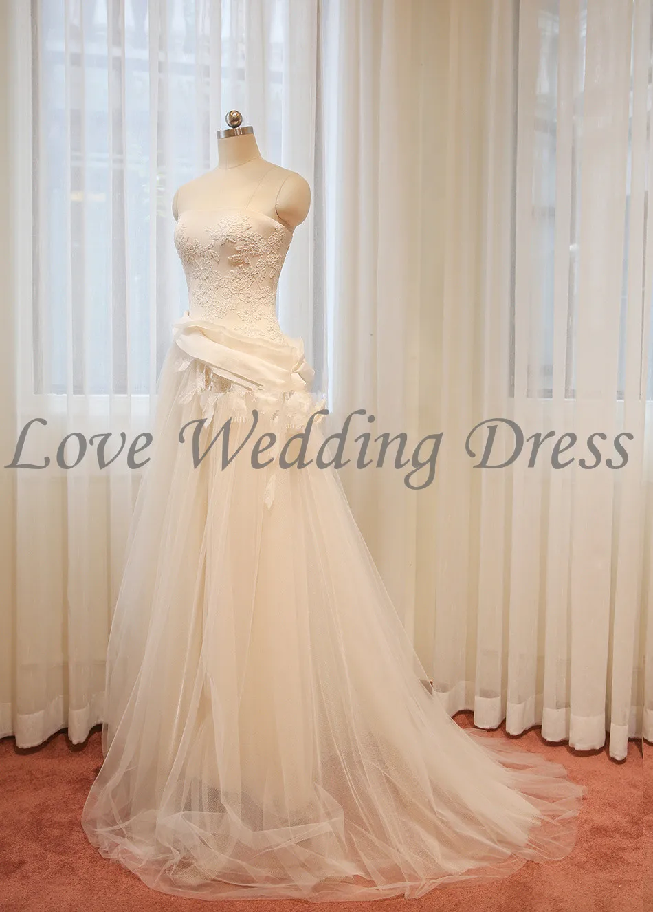 Свадебное Платье без бретелек Атласная Тюль Appliques Свадебные Платья Ruched Sash Суд