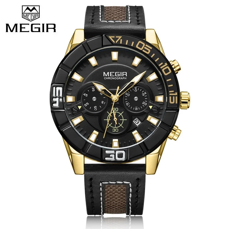 Relogio Masculino MEGIR мужские спортивные часы с хронографом светящиеся стрелки армейские