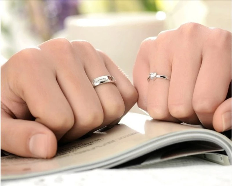 1 шт. Настоящее Твердое Серебро 925 пробы кольцо AAA кубический циркон сердце пара