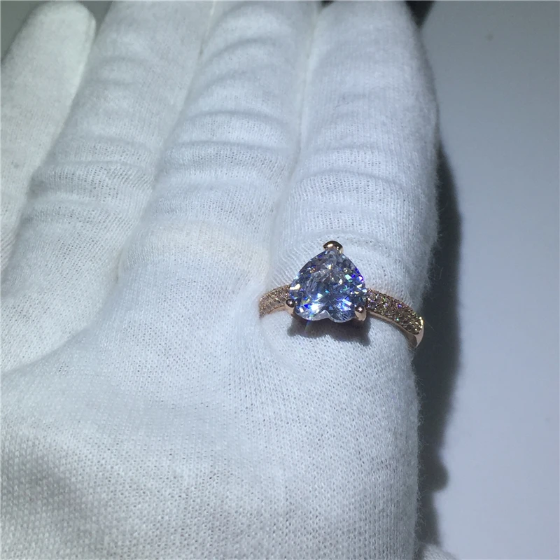 Модное кольцо в форме сердца из розового золота 925 пробы Sona 3ct 5A с циркониевым