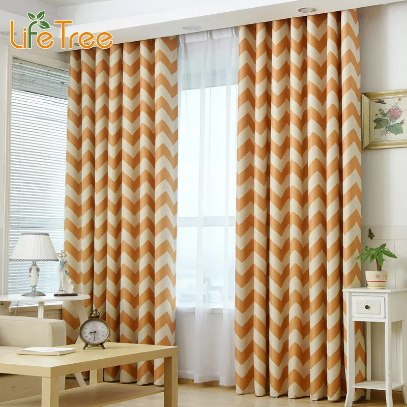 Современные светонепроницаемые шторы с принтом цветов волн для гостиной