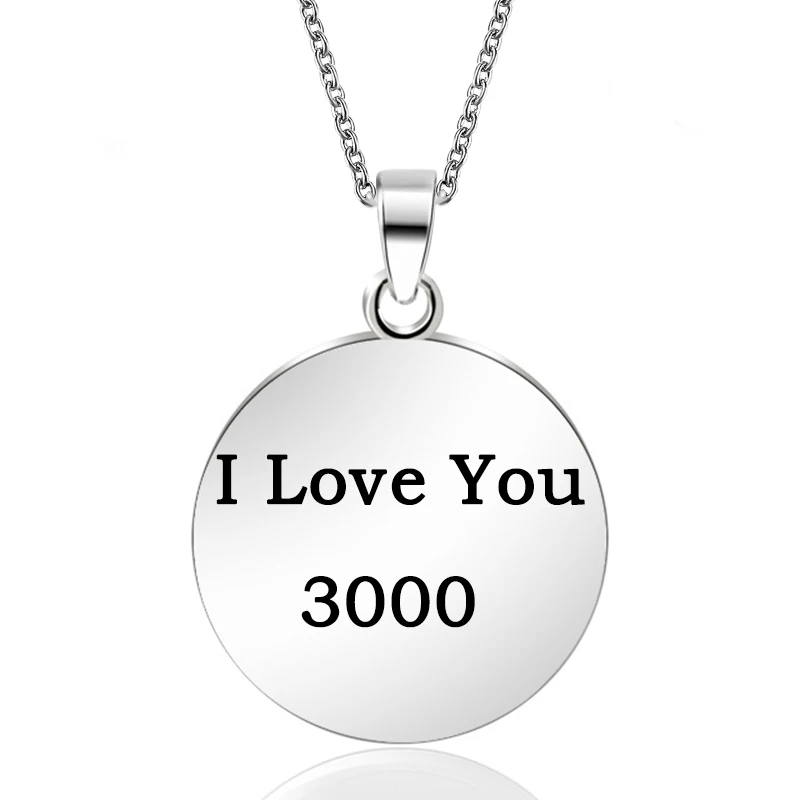 ABAICER Marvel I Love You 3000 Подвеска из нержавеющей стали ожерелья гравировка имени любовь