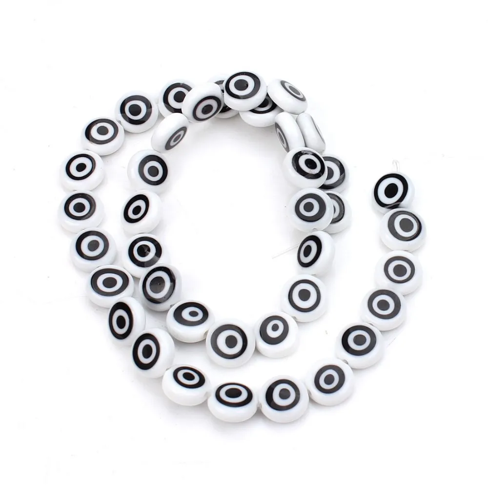 Круглые цветные шарики в полоску Lucky eye 10 мм 1 нитка круглые космические виде