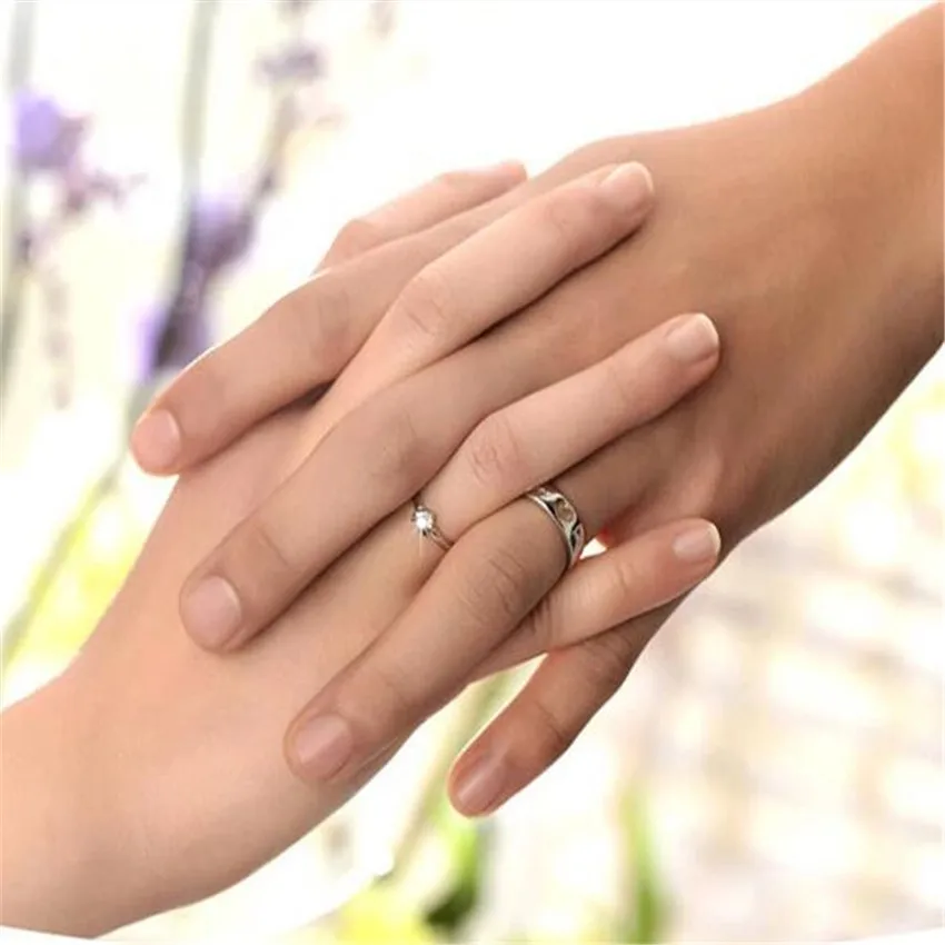 Высококачественные посеребренные парные кольца с цирконом короной принцессы и