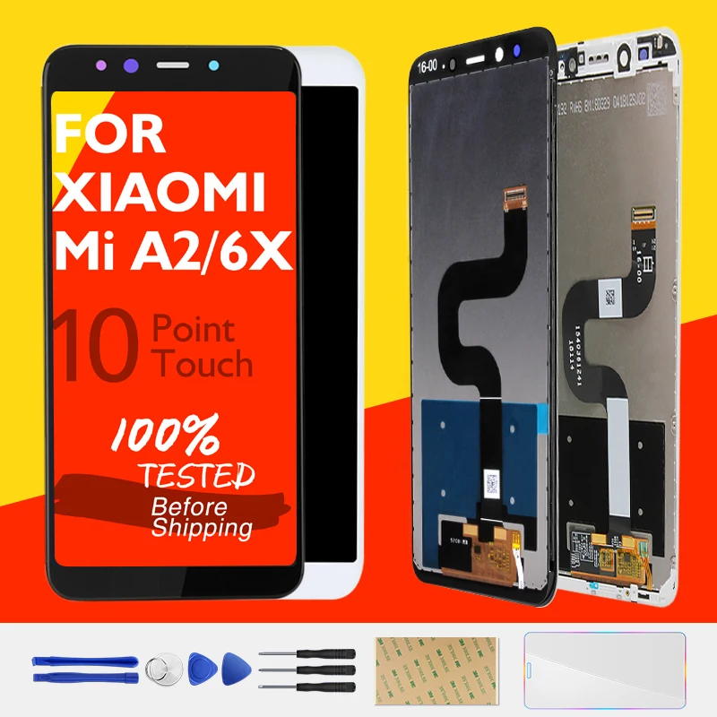 ЖК дисплей и рамка для XIAOMI Mi A2 10 дюймовый сенсорный экран 6X дигитайзер экрана