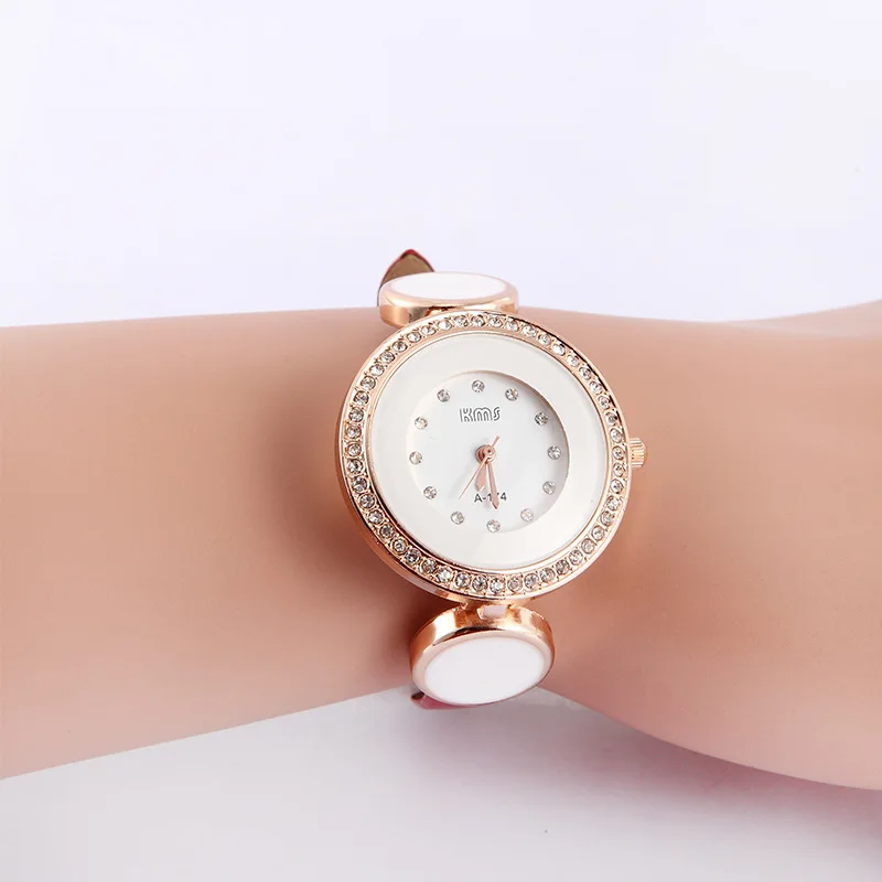 

Promotion Hot Sale High Quality Lady's PU Leather Vintage Watch Simulated Crystal Diamond Wristwatches Women