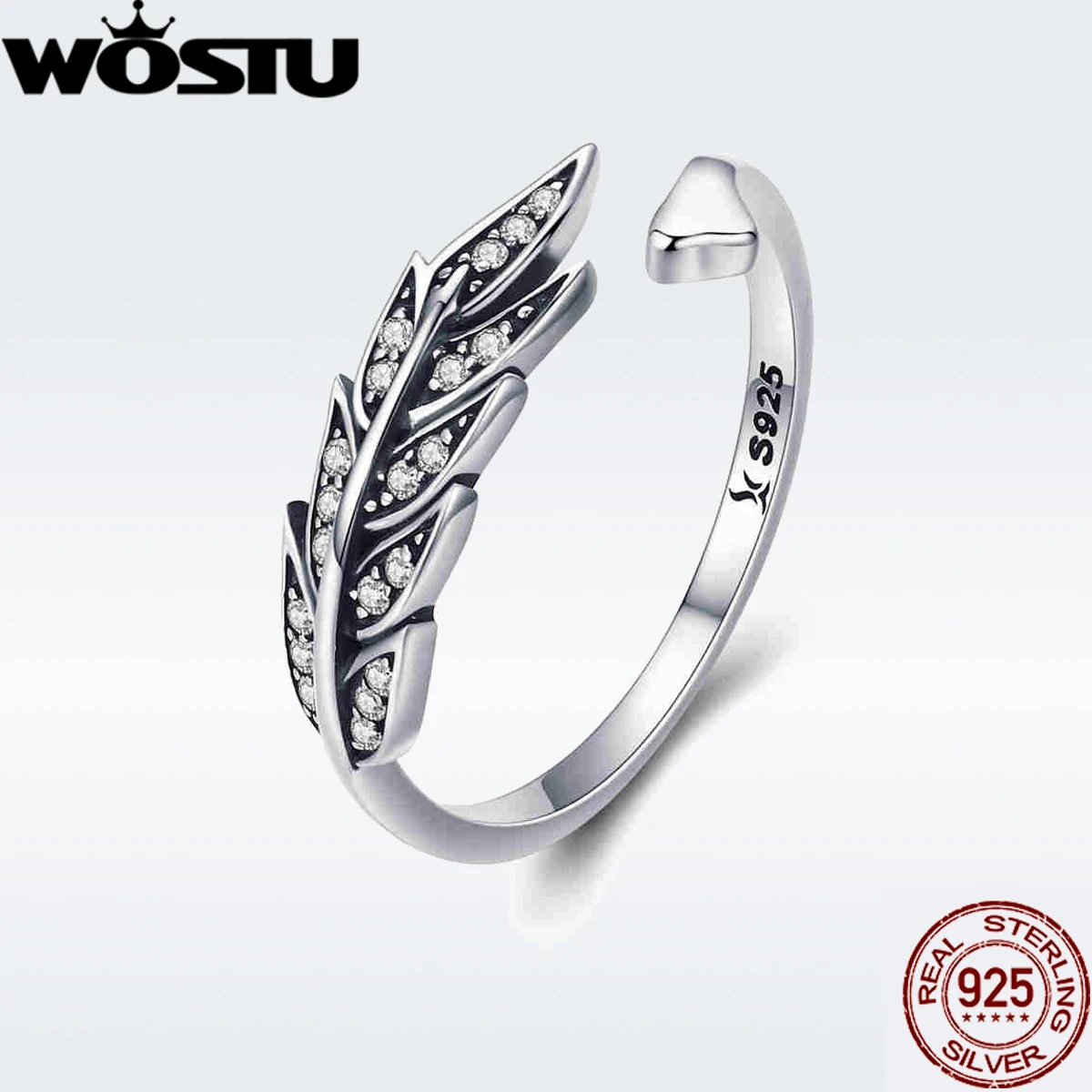 WOSTU Новое 925 пробы Серебряное винтажное стильное прозрачное CZ регулируемое кольцо для женщин модное S925 Серебряное ювелирное изделие подарок DXR313