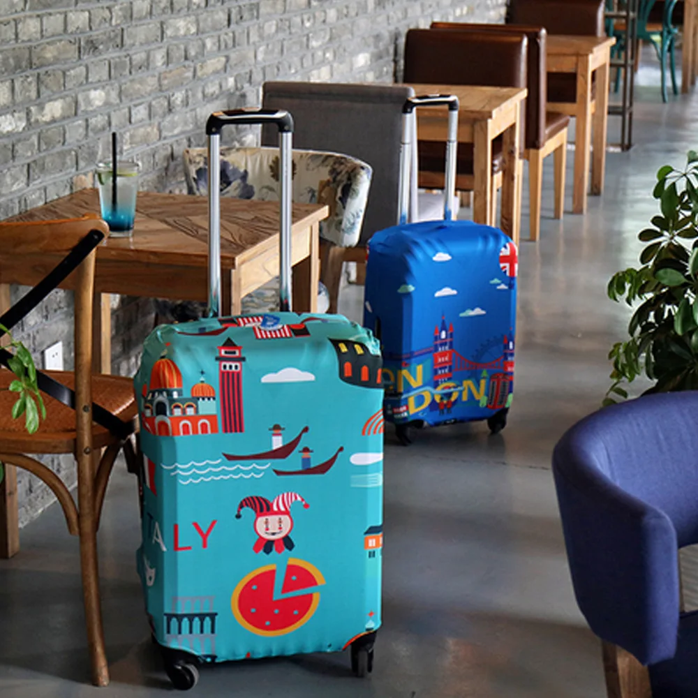 

FORUDESIGNS Stamp Travel Luggage Cover For 18-30 Inch Trolley Case Waterproof Elastic Suitcase Stretch Thick Case Covers