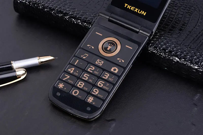Раскладной Металлический телефон для пожилых людей TKEXUN G9000 G3 с большой клавиатурой/звуком пожилых людей/мужчин, мобильный телефон, подарок для родителей, русский французский язык