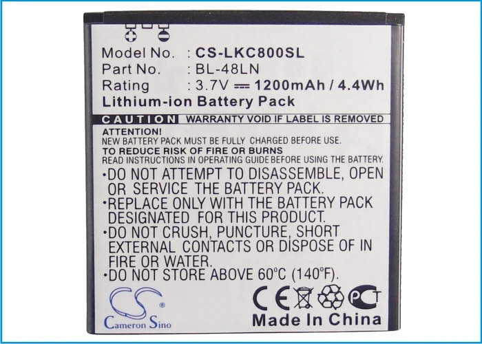 BL 48LN аккумулятора Cameron Sino 1200mAh для LG C800 C800DG C800G C800VL LS696 LS970 P720 P725 SU870 VM696 T Mobile myTouch Q|cameron