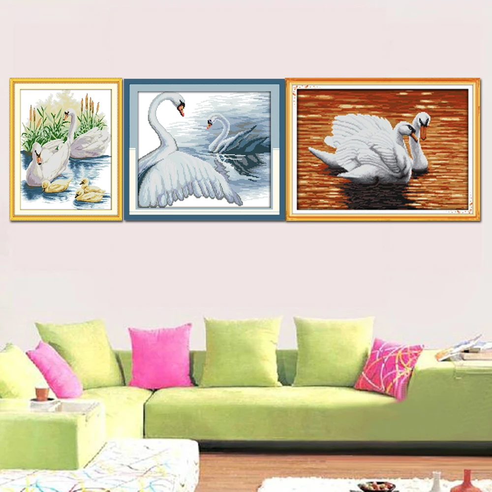Joy Sunday Лебеди домашний декор D336D657(3)D819 Счетный штампованный Лебедь семья животных