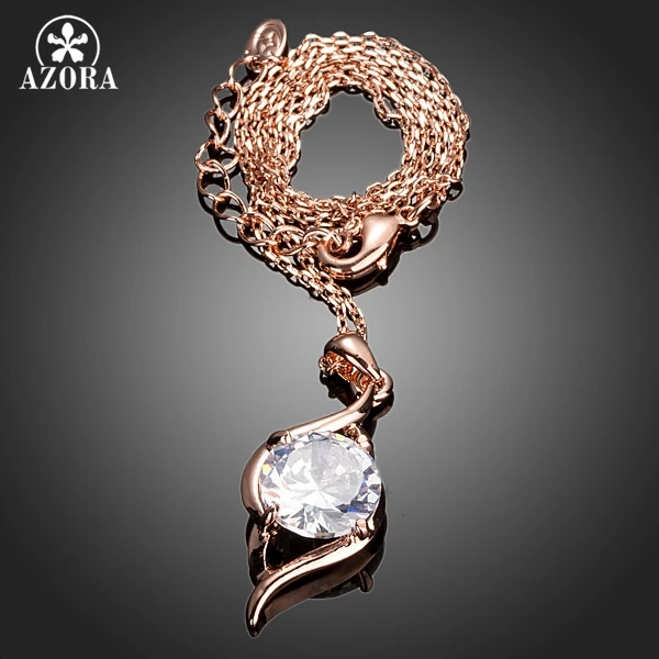 Ожерелье с подвеской AZORA розовое золото прозрачным кубическим цирконием TN0141 |