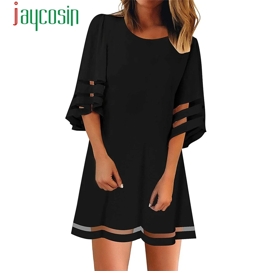 Женское Сетчатое платье SAGACE летнее свободное рубашка с круглым вырезом и