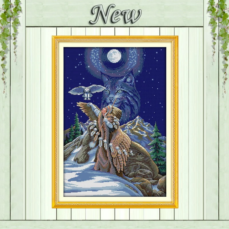 

sacred connection eagle wolf painting Counted Print on canvas DMC 11CT 14CT chinese Cross Stitch kits Needlework Sets embroidery