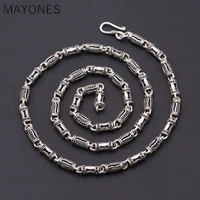 5mm width 100 real pure 925 sterling silver necklace brand thick chain thai silver long punk men necklace free shipping